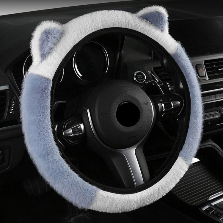 Autumn/Winter Steering Wheel Cover, Winter Plush Ear Steering Wheel Cover, Fuzzy Steering Wheel Cove