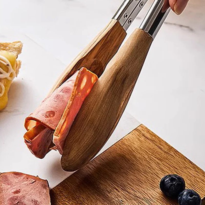 สแตนเลสแหนบอาหารไม้