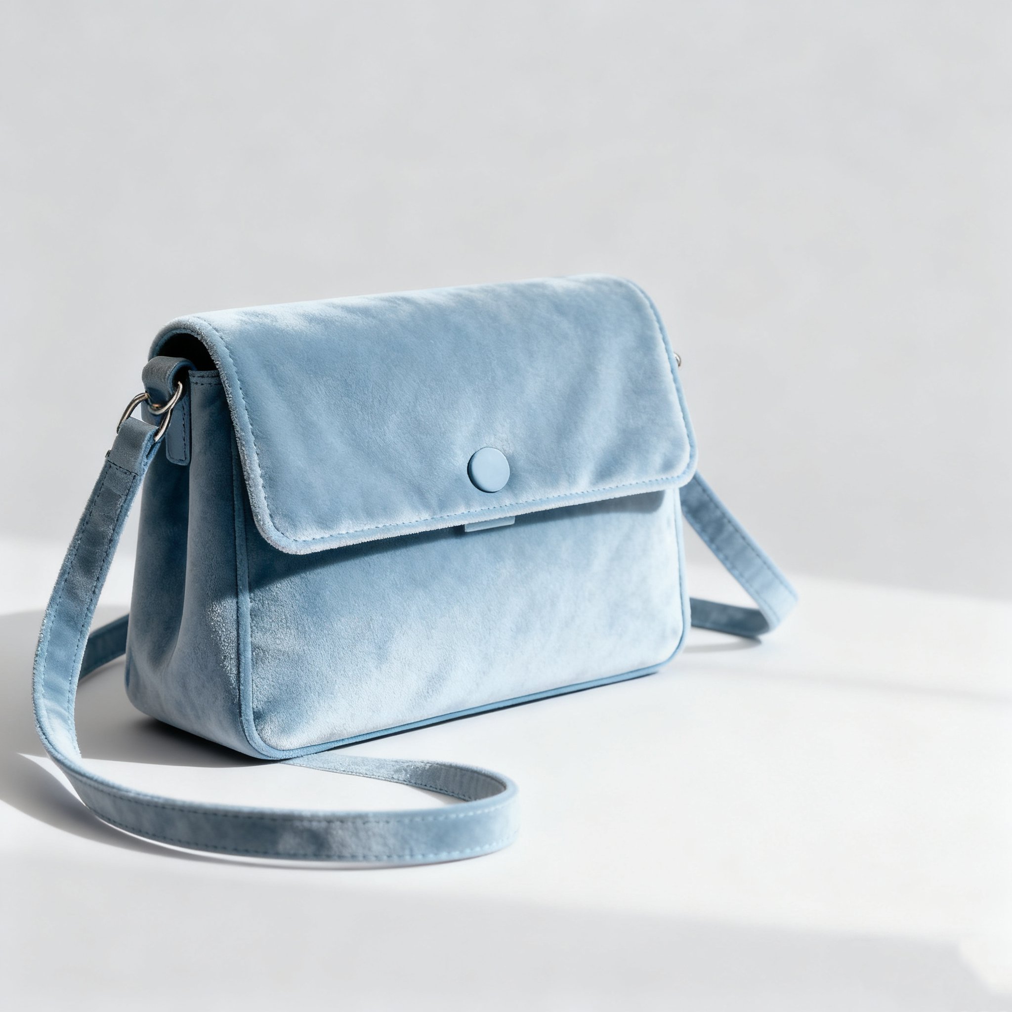 กระเป๋าสะพายข้างผู้หญิงผ้ากำมะหยี่สีน้ำเงิน