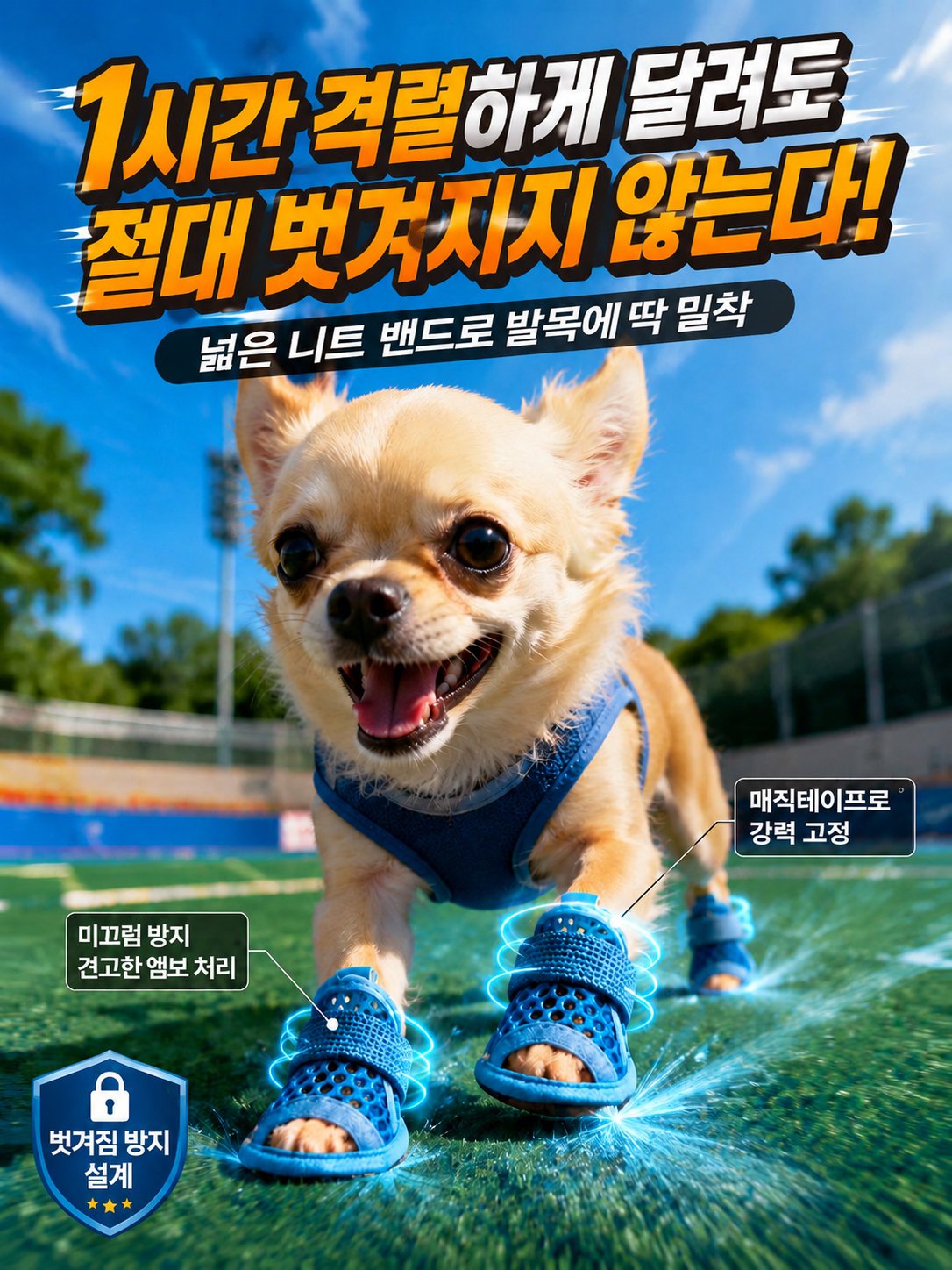 [3초컷] 절대 안 벗겨지는 초경량 강아지 메쉬 샌들 (화상/미끄럼방지)