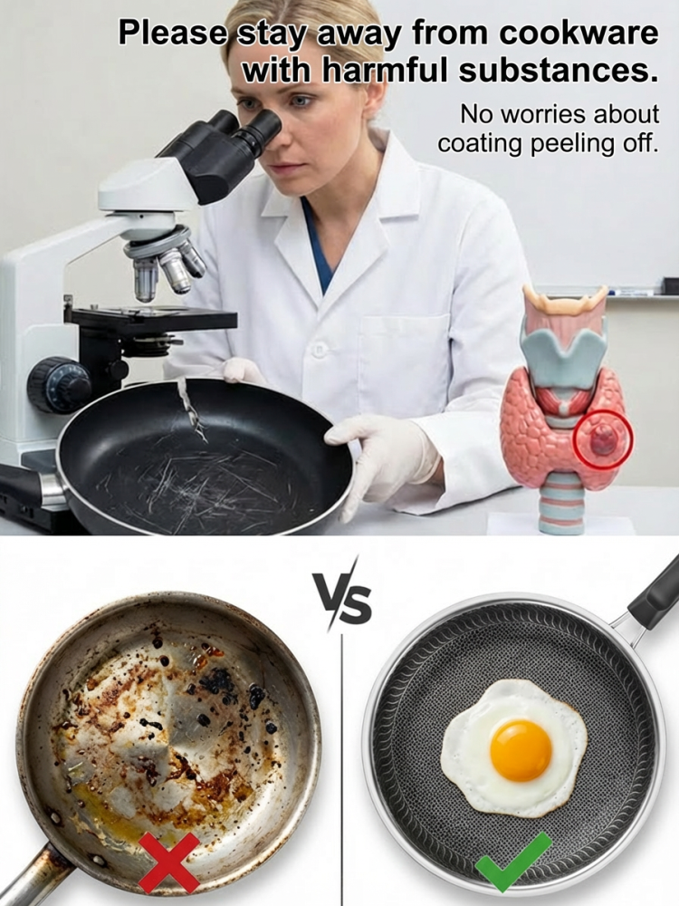 Stainless Steel Frying Pan for Cooking Eggs and Steaks