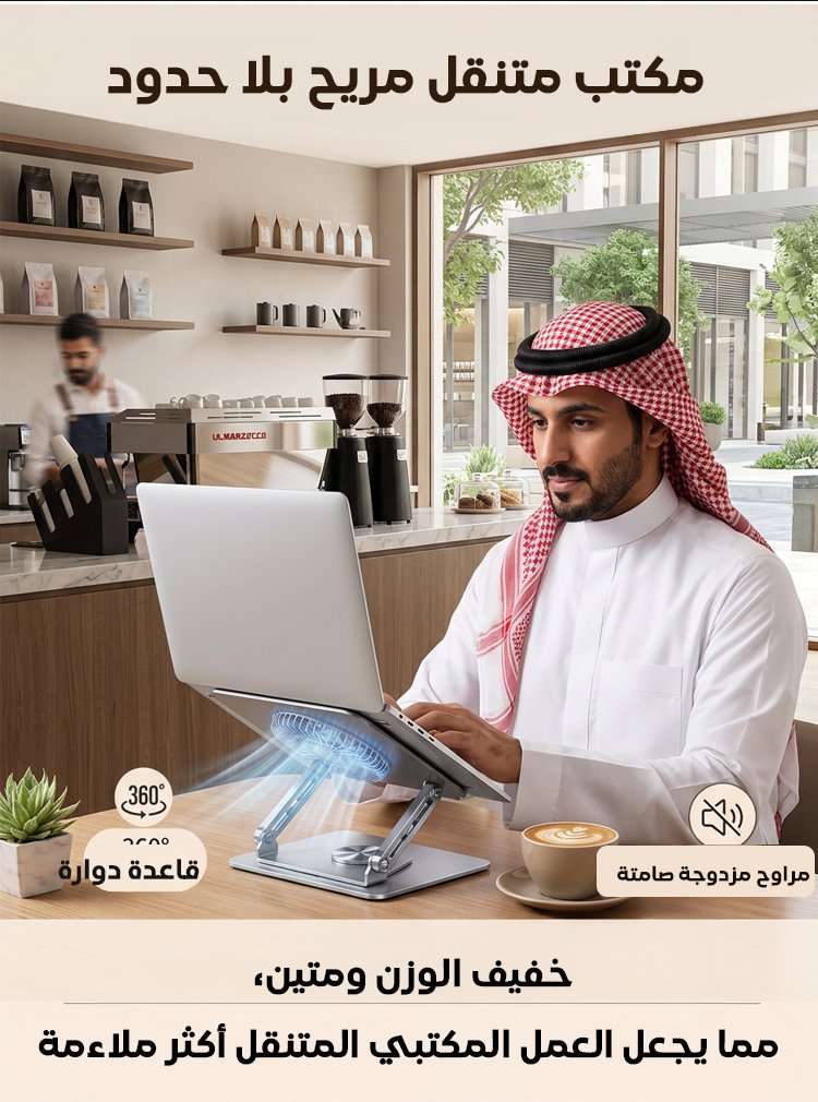 حامل حاسوب محمول قابل للتعديل والتدوير (فولاذ الكربون)