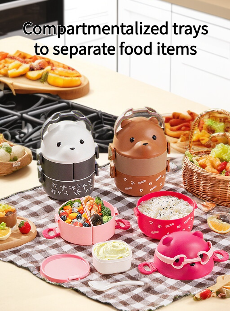 Double-layer partitioned lunch box with separated compartments