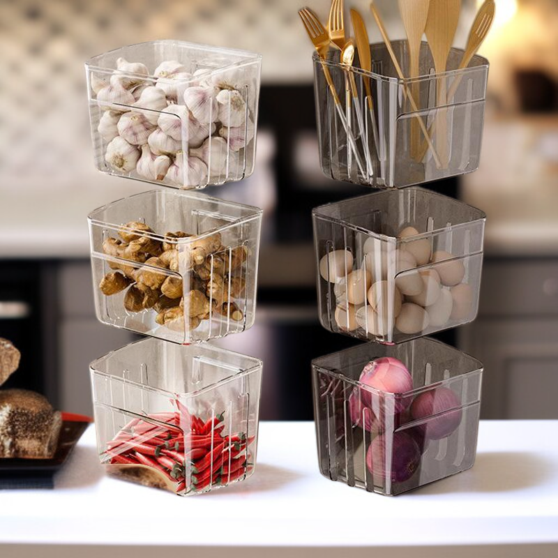 رف تخزين مطبخي معلق للجدار للبصل والثوم والزنجبيل