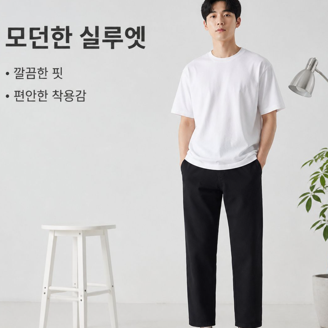 남성용 캐주얼 순면 와이드 레그 스트레이트 크롭 팬츠