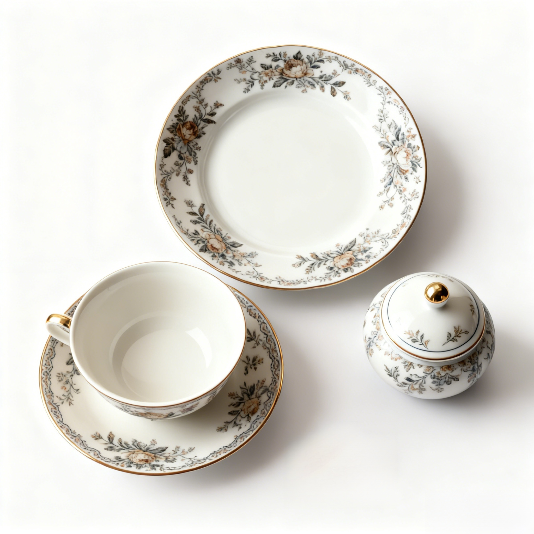  เซตจานชามมีลวดลายสวยงาม (2 เซต)