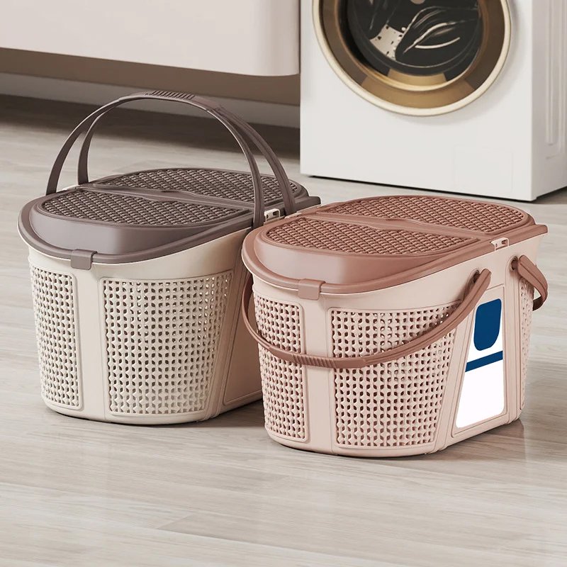 プラスチック製洗濯かごハンドル付き