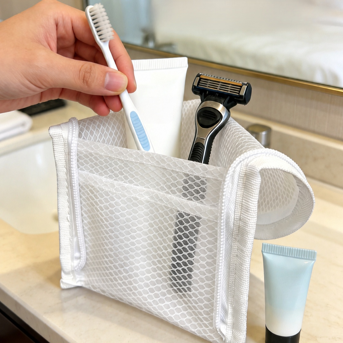 持ち運び可能な防水トラベル用トイレタリーバッグ