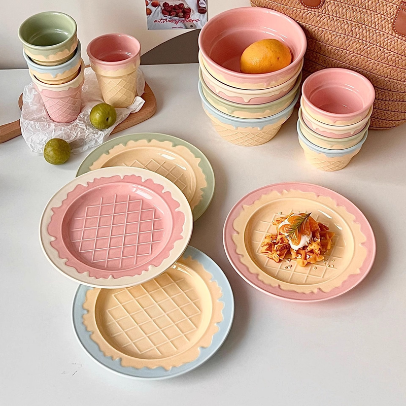 Cute Ice Cream Ceramic Dinnerware Set