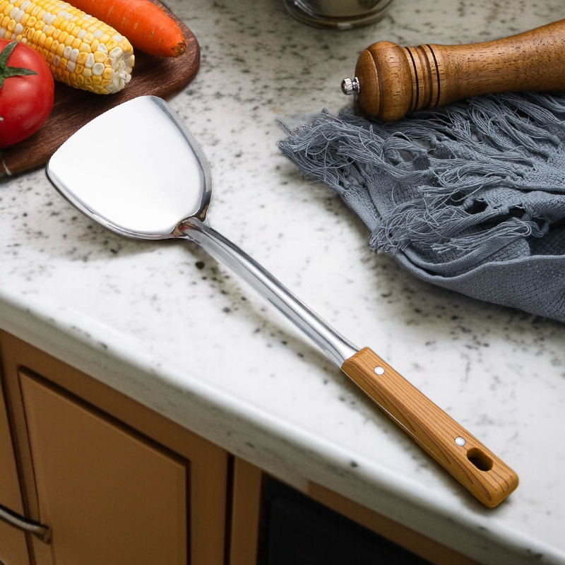 Lot de 3 ustensiles de cuisine en acier inoxydable épaissi, poignées isolantes