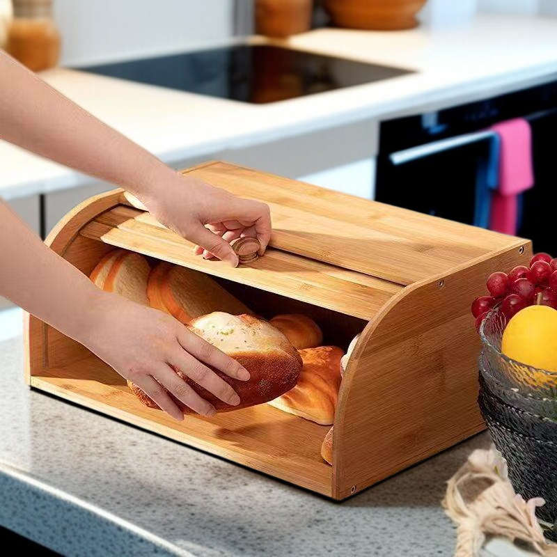 Haushalt Bambus-Brotkasten im japanischen Stil, mehrschichtige Holz-Brotaufbewahrung