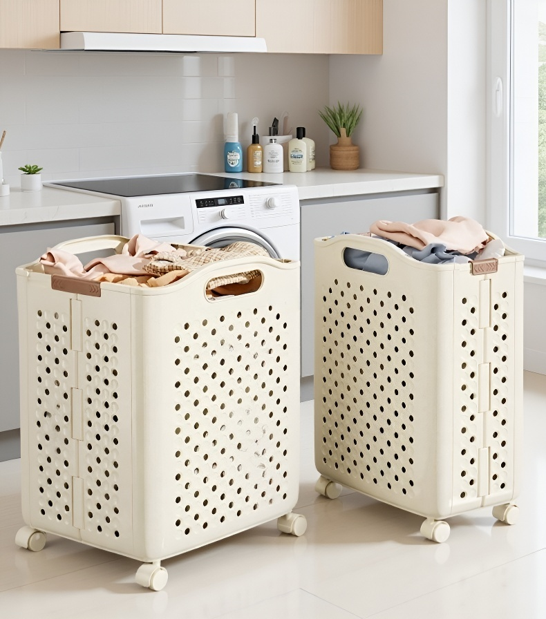 持ち運び便利なハンドル付きランドリーバスケット