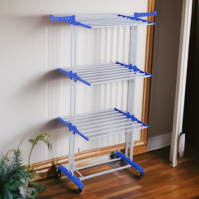 屋内折りたたみ床可動三層多機能タオルラックコートラック 折りたたみ式フロアスタンド