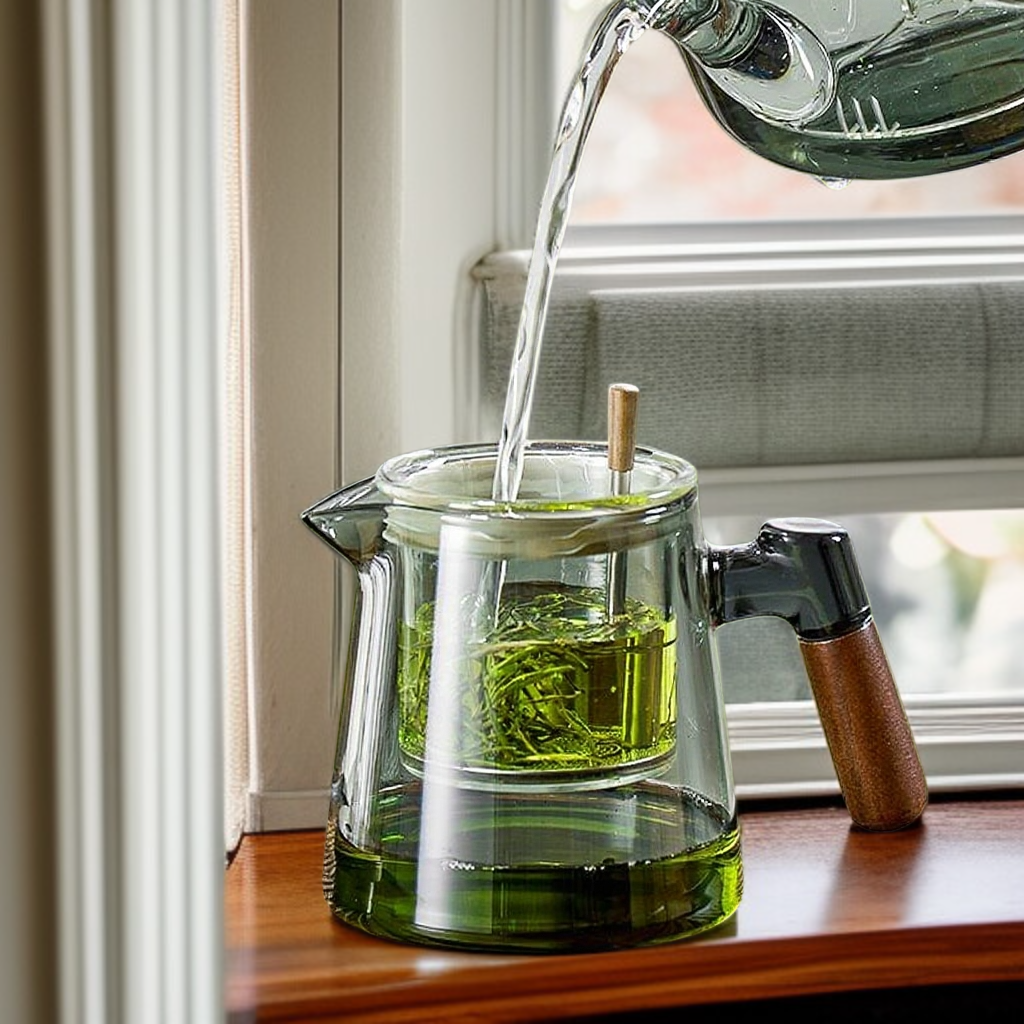 New style tea water separator glass teapot