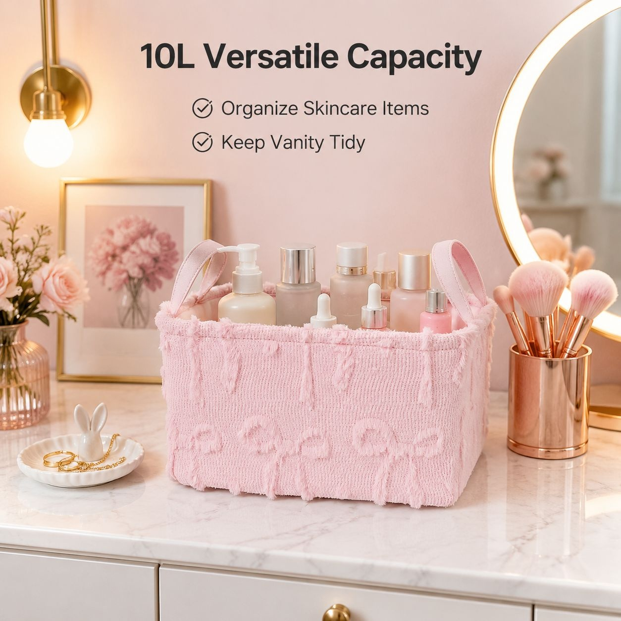 Velvet Storage Basket Home Organizer Bin