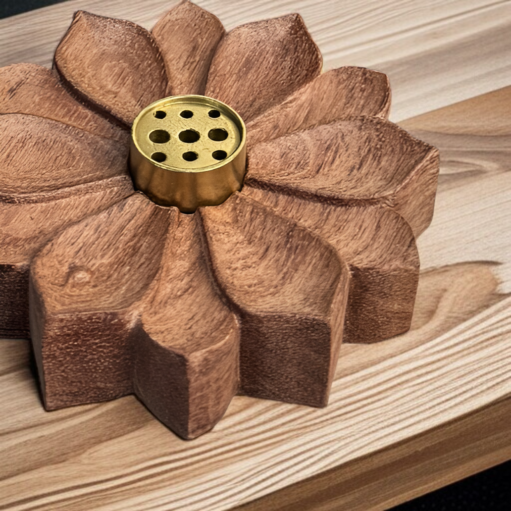 實木沉香蓮花九孔香插