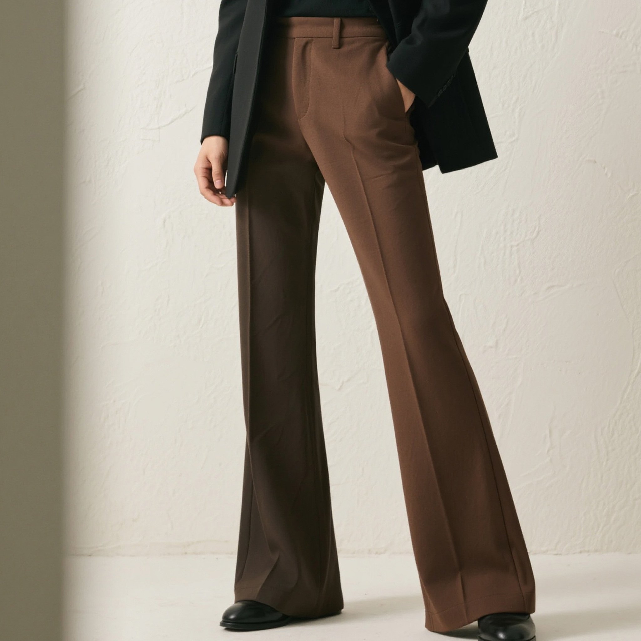 브라운 슬림핏 정장 바지