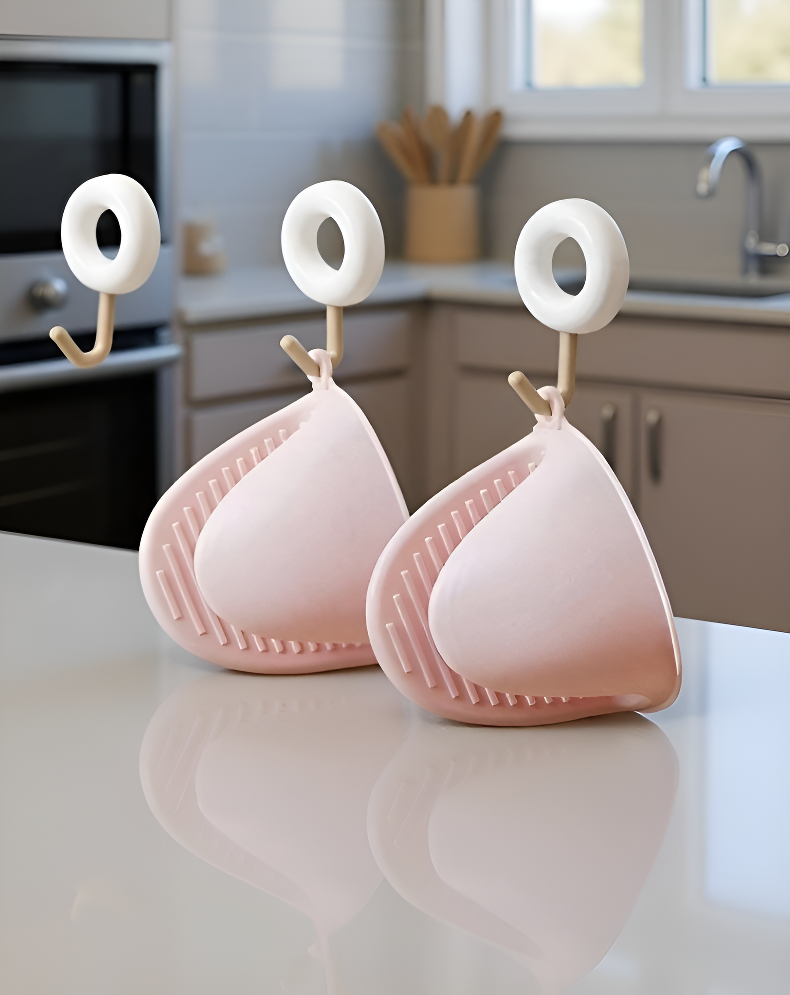 바비큐용 실리콘 단열 장갑 사용 예시