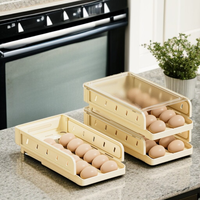 옆문 자동 보정 롤링 계란 수납함 접이식 가정용 계란 케이스 미끄럼틀 계란 홀더