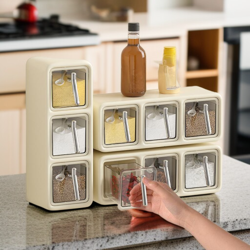 ขวดใส่เครื่องเทศพลาสติกติดผนัง ชุดคอมโบพริกไทย สำหรับใช้ในบ้าน