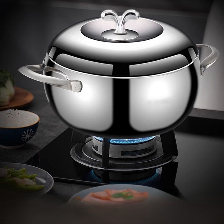 Poêle à pomme en inox épais compatible à la fois IH et feu direct