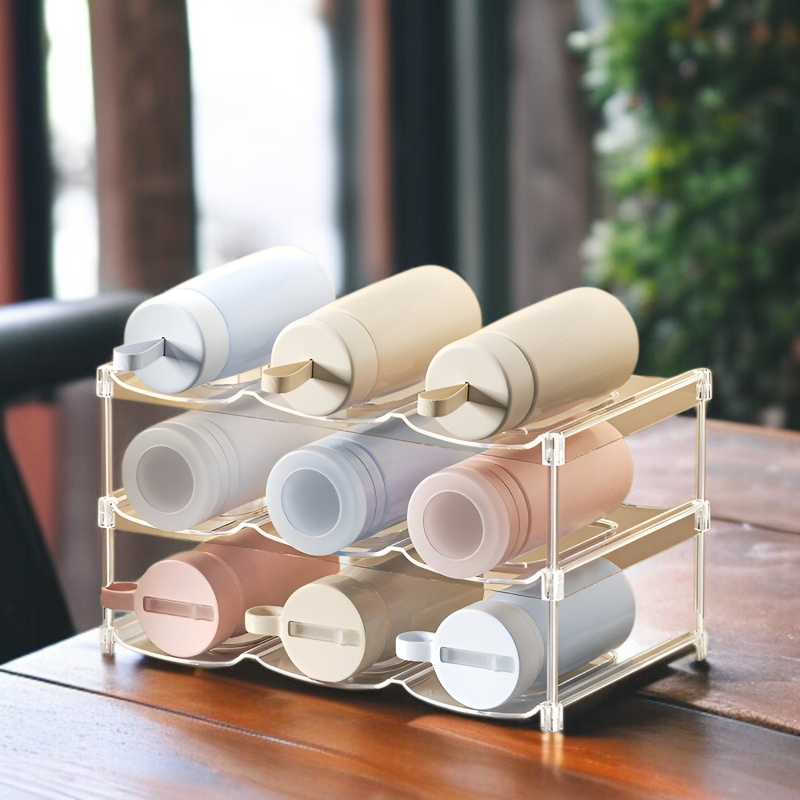 魔法瓶カップラック透明家庭用ウォーターカップ収納ラックリビングルームデスクトップ多層スタッキングカップ収納ラック