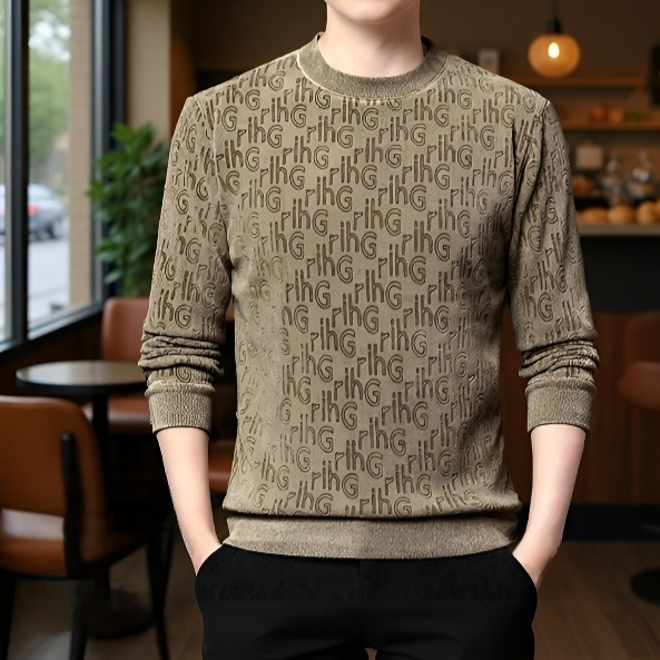 남성 고급 자카드 원단의 맨투맨 착용샷