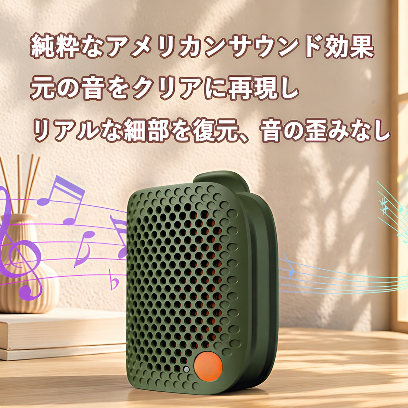 クリップ式重低音長時間再生Bluetoothミニスピーカー