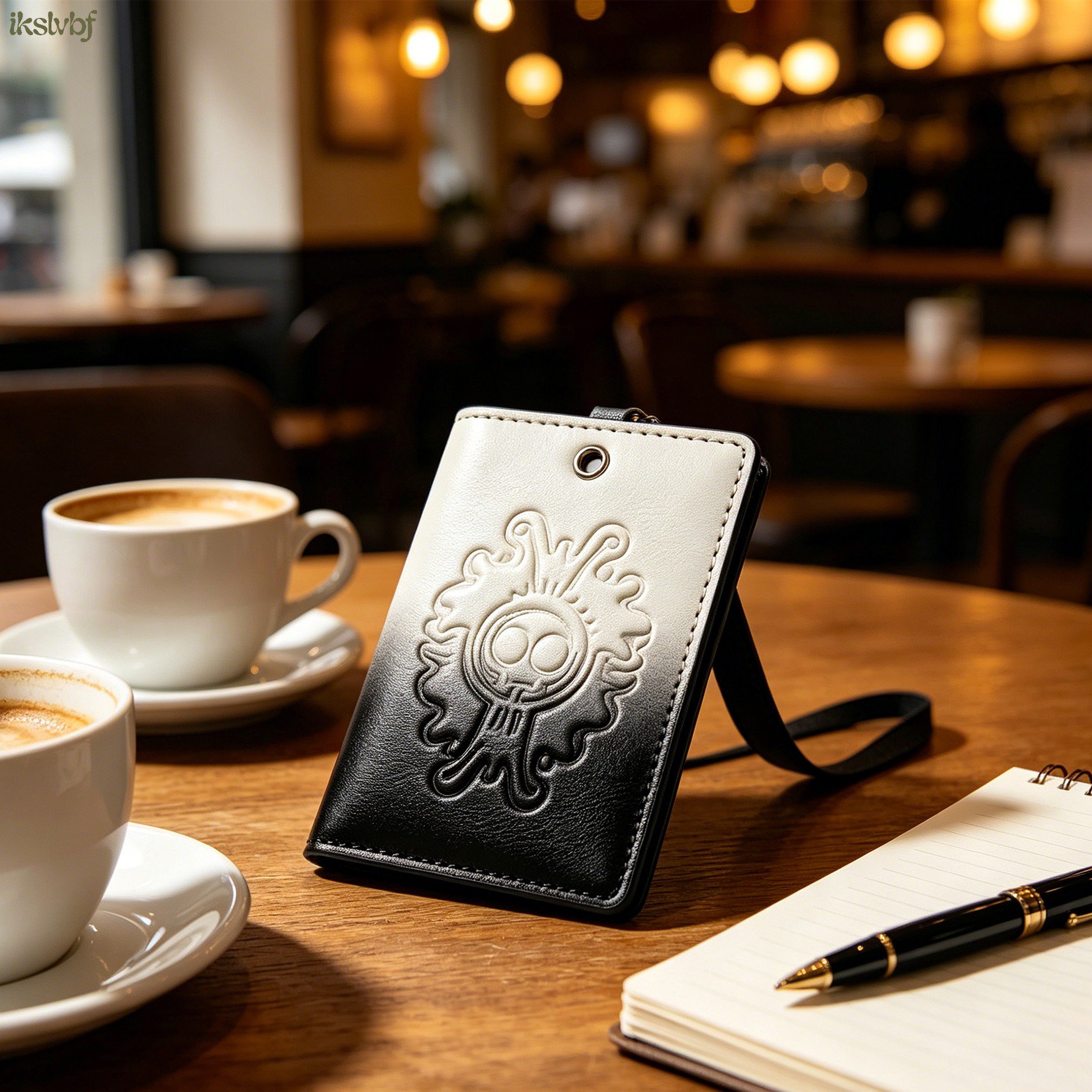 Premium leather ID card sleeve front view