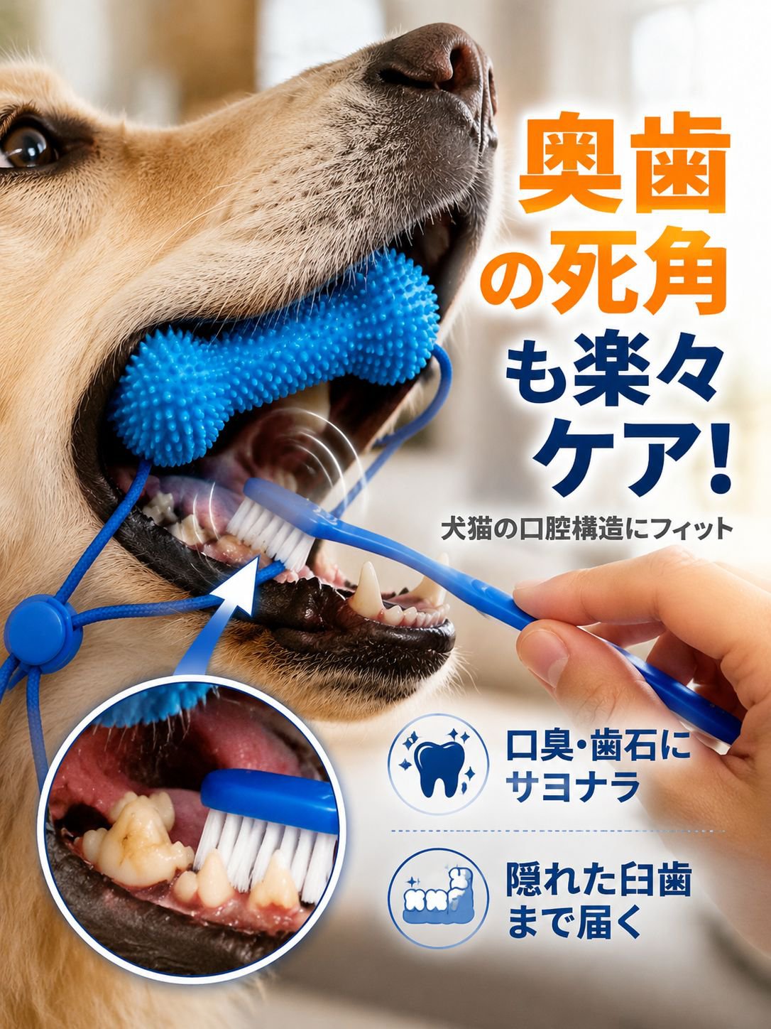 【獣医師監修】もう噛まれない！安全ハミガキサポーター（噛みつき防止・お留守番ストレス解消・55g軽量安全PVC）