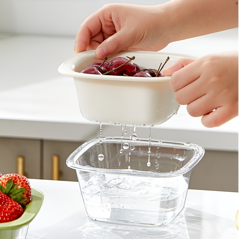 Cesta de drenaje gruesa para cocina, plato multiusos para verduras y frutas