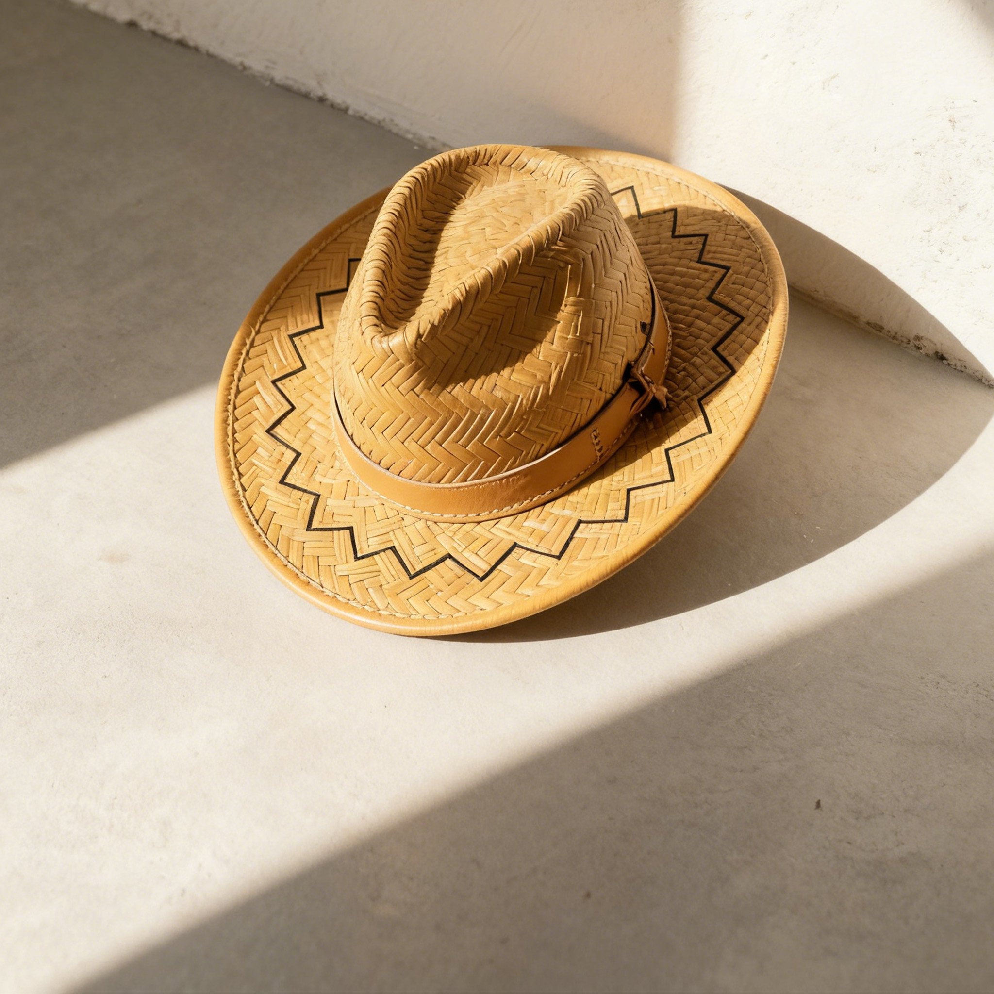 남성용 라탄 와이드 챙 모자 2개 세트