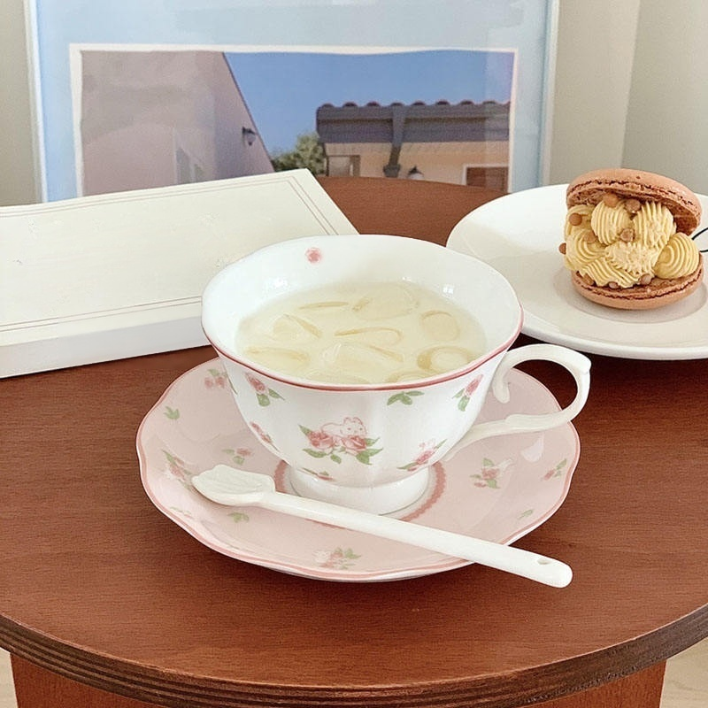 Ins Retro French Ceramic Coffee Cup and Tea Dish Set