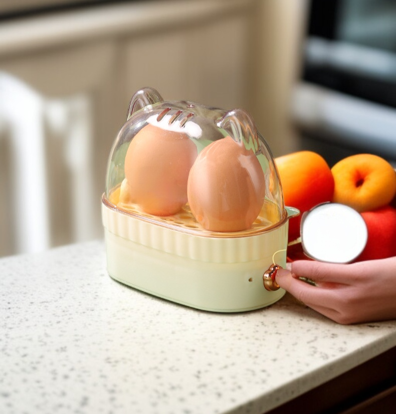 透明な蓋付き卵蒸し器のアップ画像