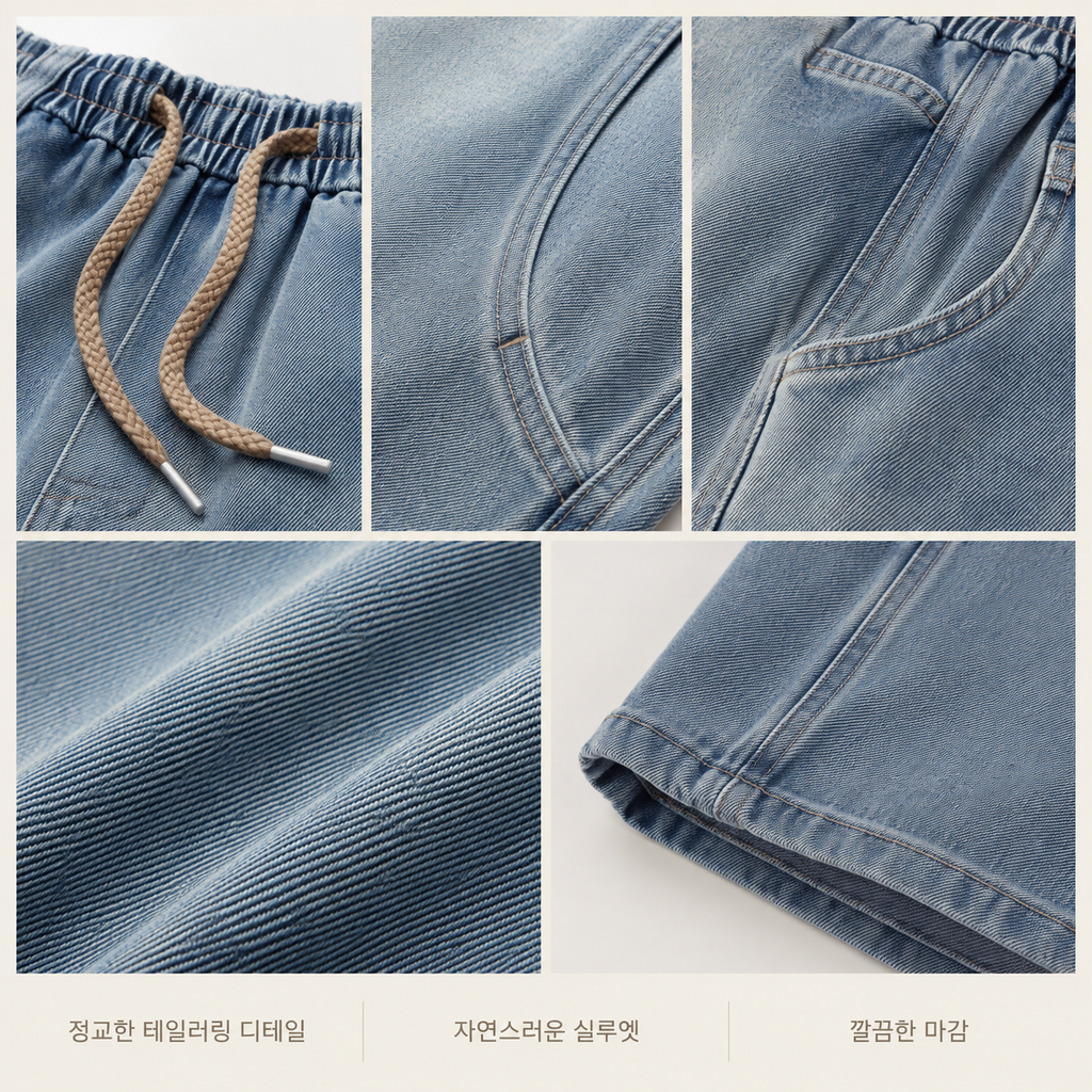 남성 패션 루즈핏 커브드 진 캐주얼 팬츠