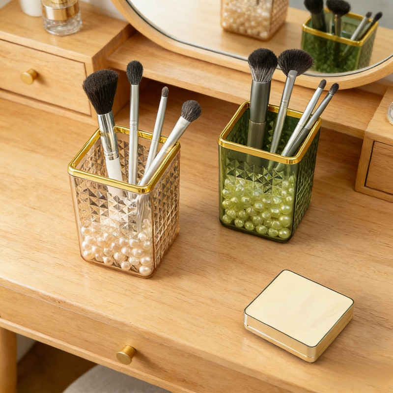 透明化妝刷收納盒梳妝台輕奢口紅眉筆筒