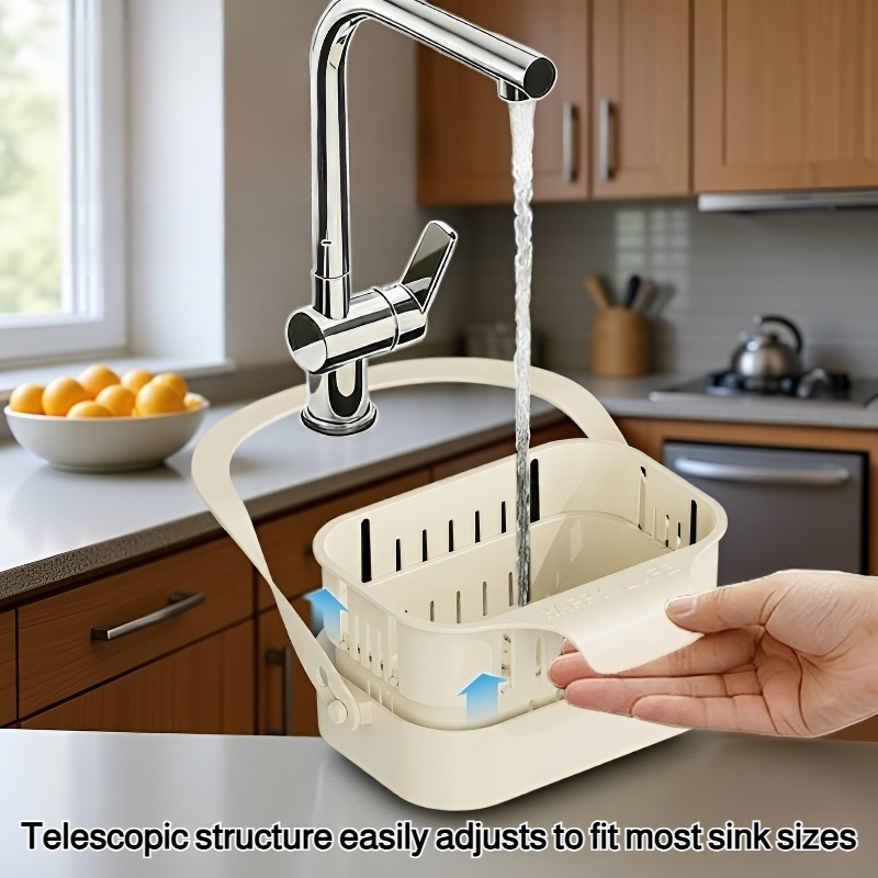 Hangable foldable telescopic drain basket