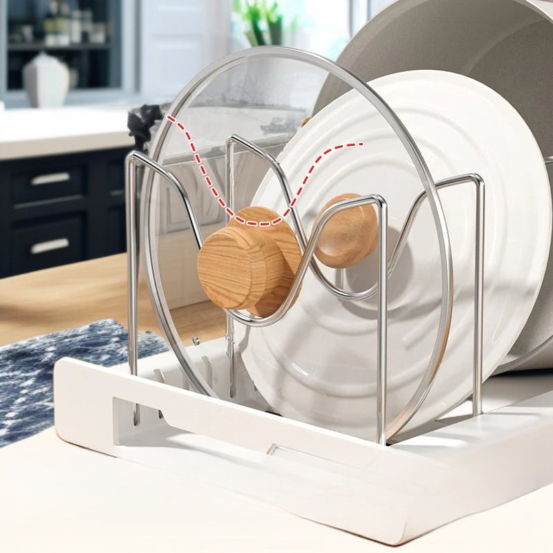 キッチン伸縮鍋ラック キャビネット内調節可能鍋ラック シンク下置き鍋ラック