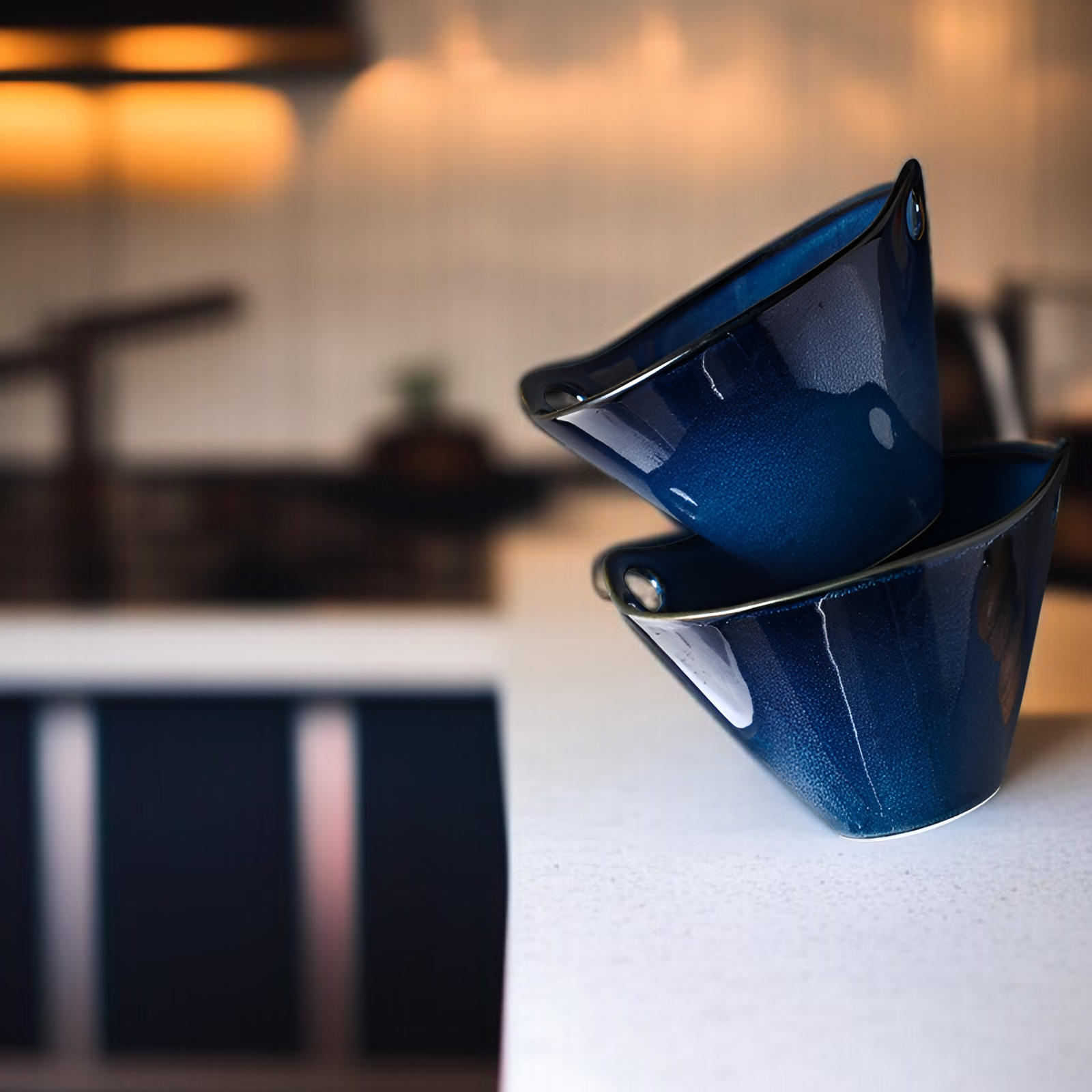 Japanese kiln noodle bowl ceramic hat bowl household ramen bowl double ear bowl creative tableware e