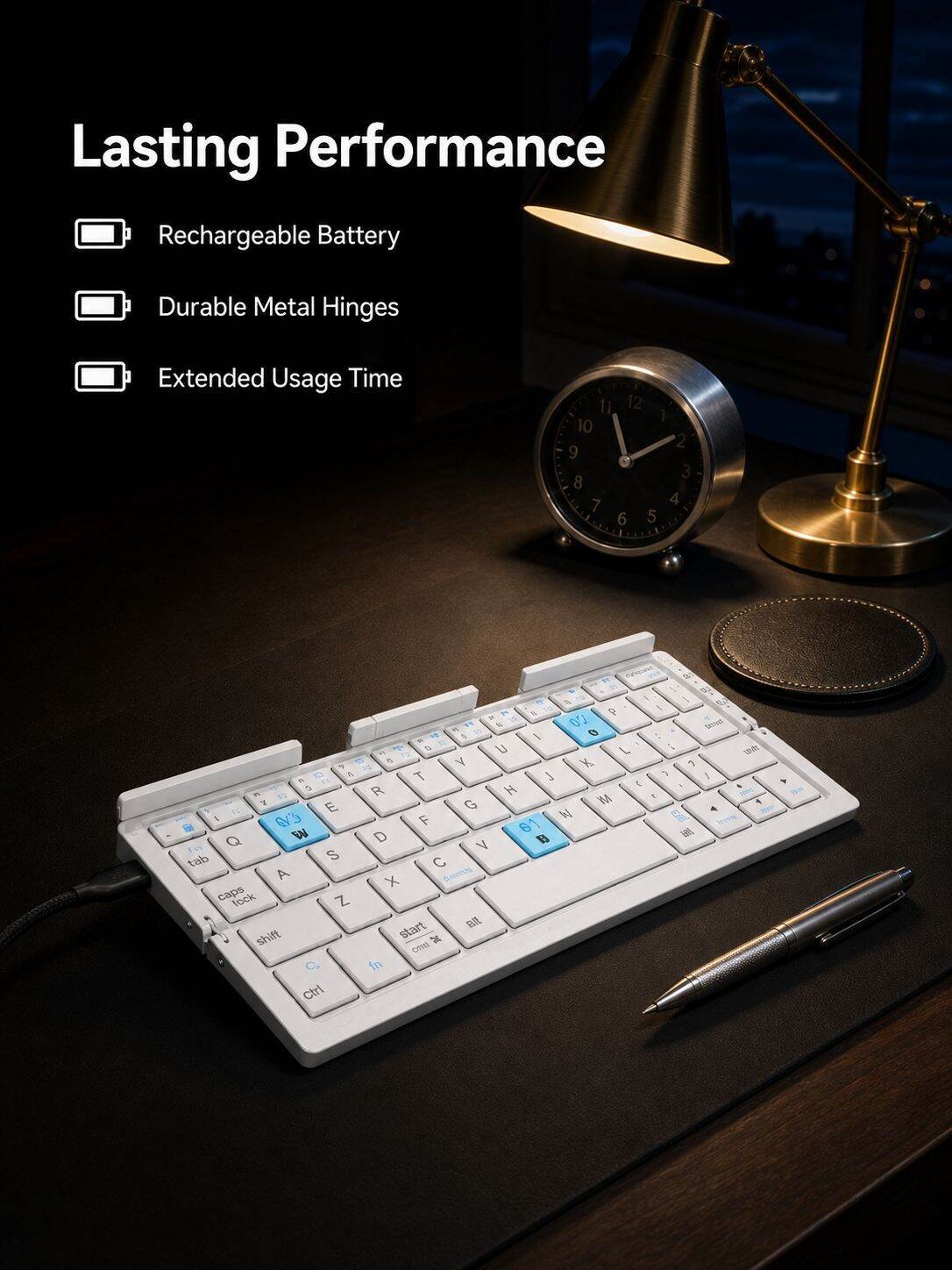 Mobile Phone Tablet Portable Folding Bluetooth Keyboard