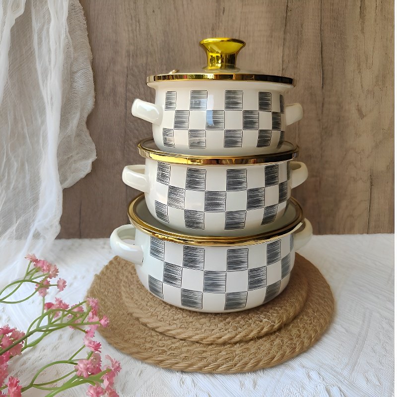 에나멜 코팅 3피스 즉석 조리 냄비 세트