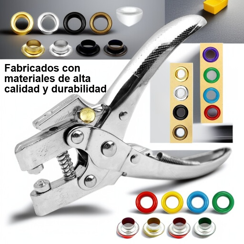 Alicates de ojo de buey con punzonado integrados en uso