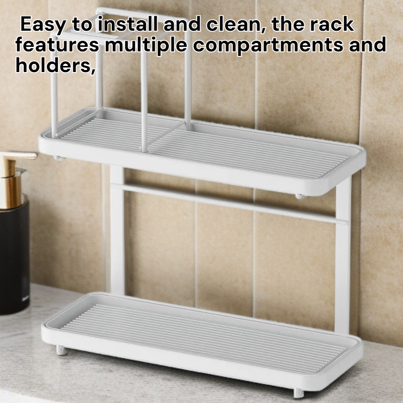 Double-Layer Bathroom Rack, Organizer for Toothbrushes and Bath Supplies
