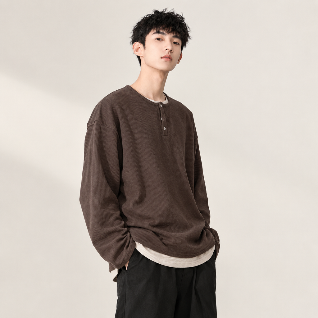 남자용 봄가을 고급감 한류 스타일 투피스 긴팔 티셔츠 다용도 맨투맨