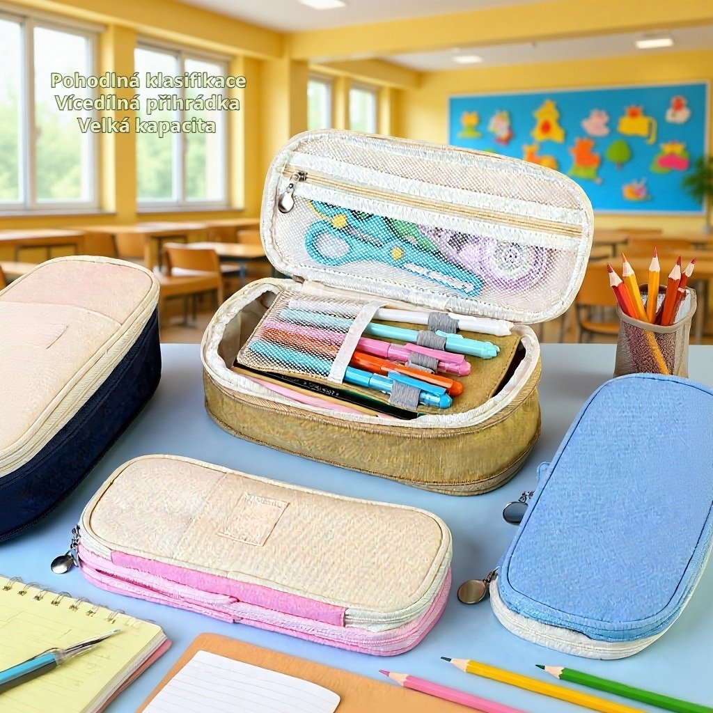 Vylepšené multifunkční pouzdro na pastelky v barvách makronek Highcolor