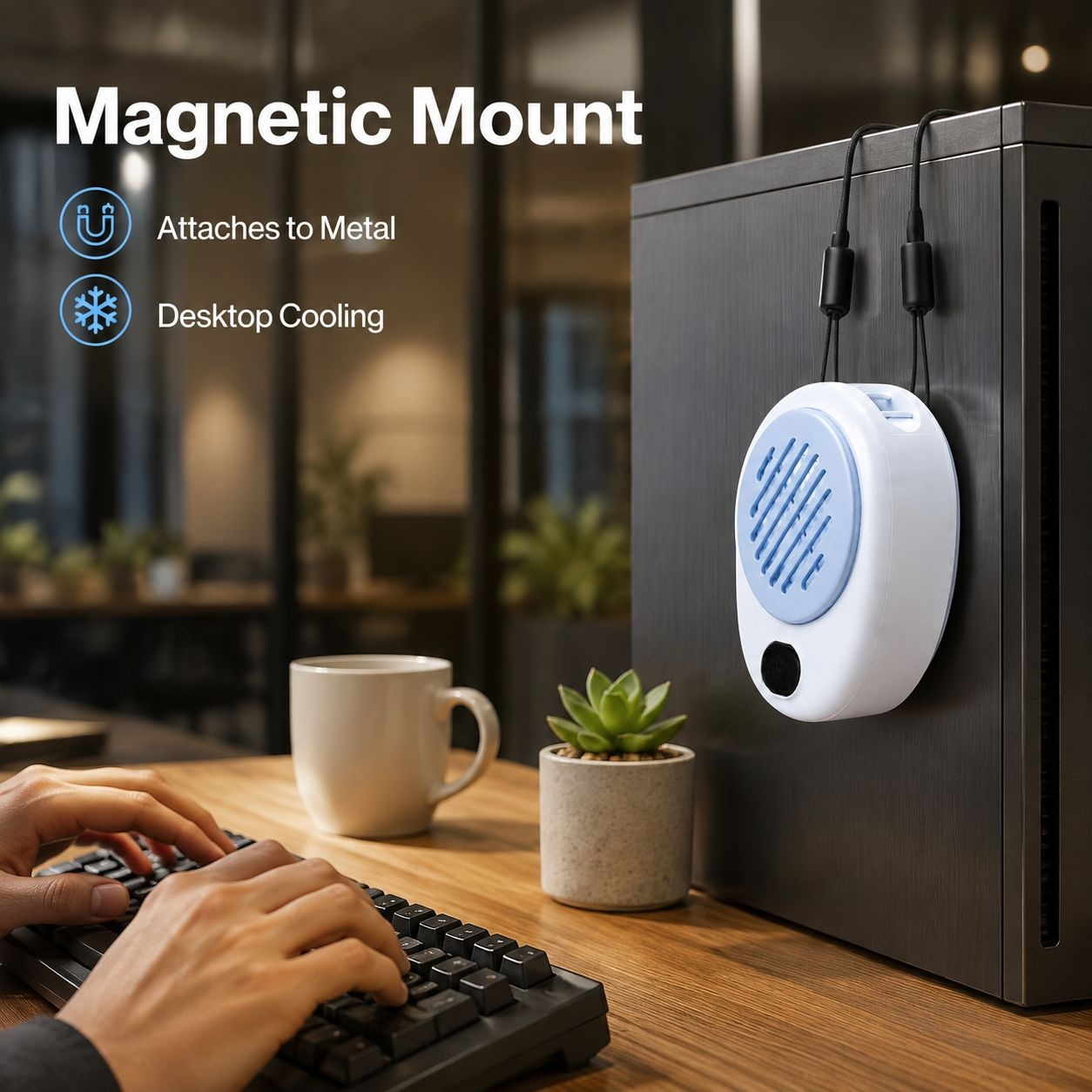 Aicool magnetic fan, small neckband, mini handheld, high speed, suitable for office, desktop, studen