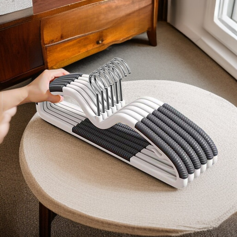 Set of 10 Compact Clothes Hangers — Non-Slip, Non-Marking, Space-Saving