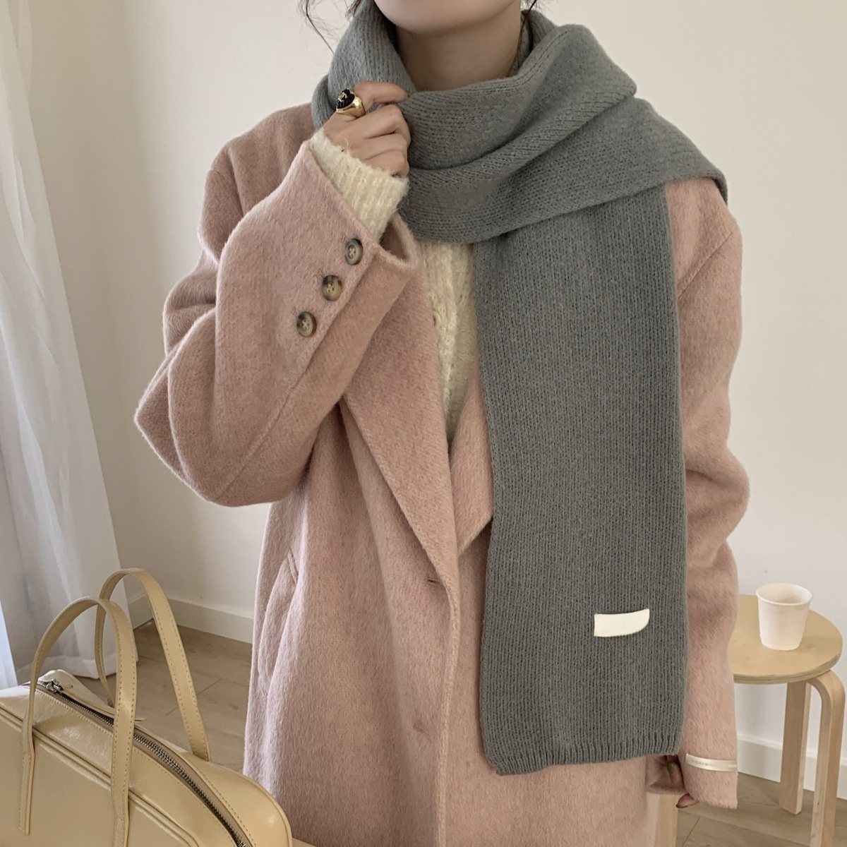 Damen Winter Warmer Strickschal Weicher Basic Schal Modischer Studentenschal für Paare