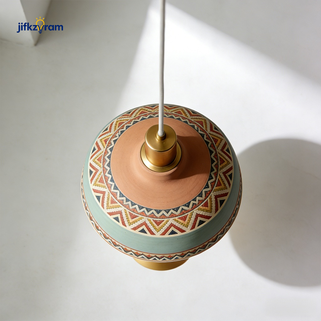 Lámpara colgante minimalista moderna instalada en sala de estar