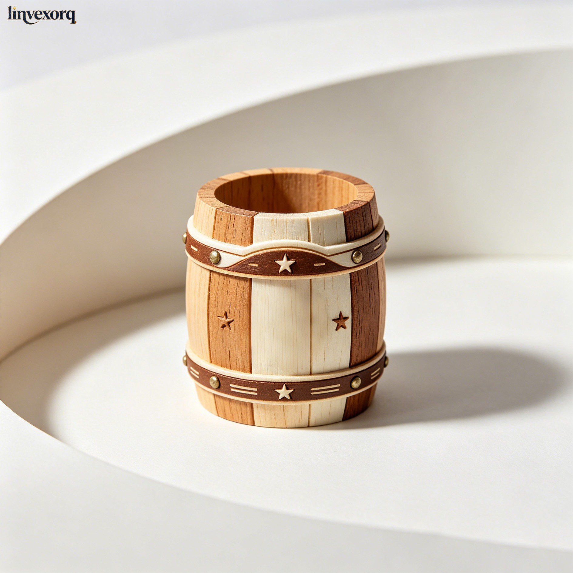 Set of 5 wooden pen holders on office desk